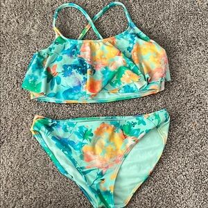 Athleta Blue and Orange Bikini Sporty Two-Piece Swimwear